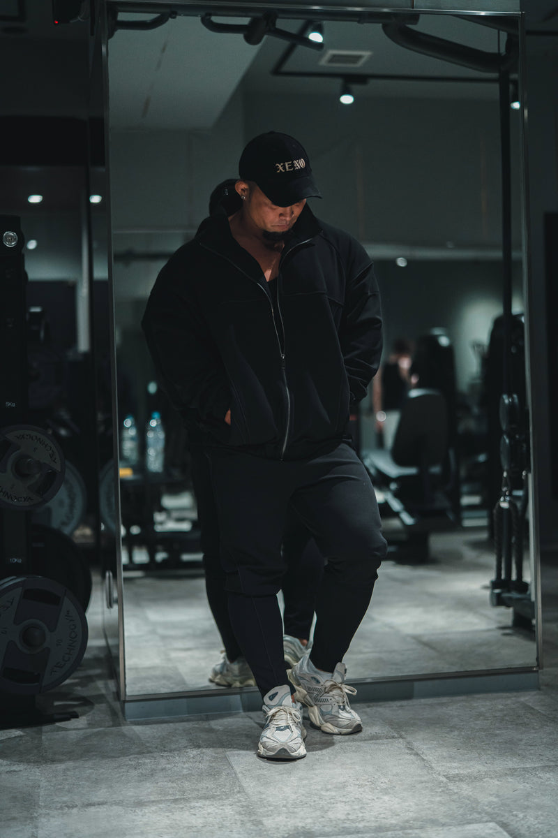 XENO PIPING DOUBLE KNIT PANTS BLACK x BLACK