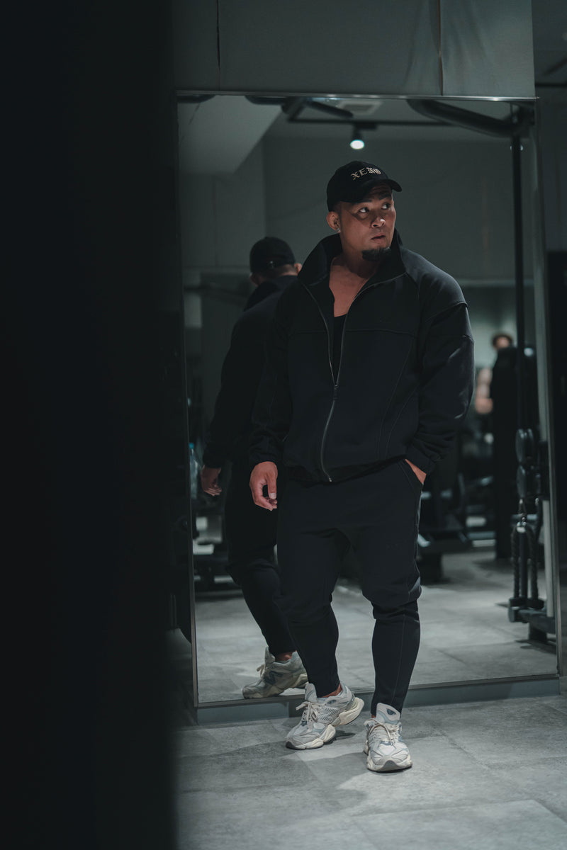 XENO PIPING DOUBLE KNIT PANTS BLACK x BLACK