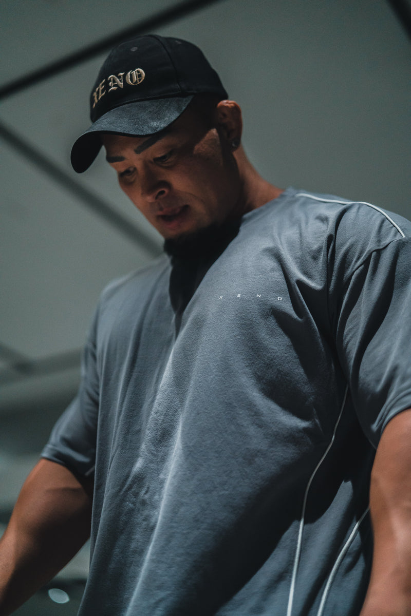 XENO PIPING OVER SIZED T-SHIRT GRAY