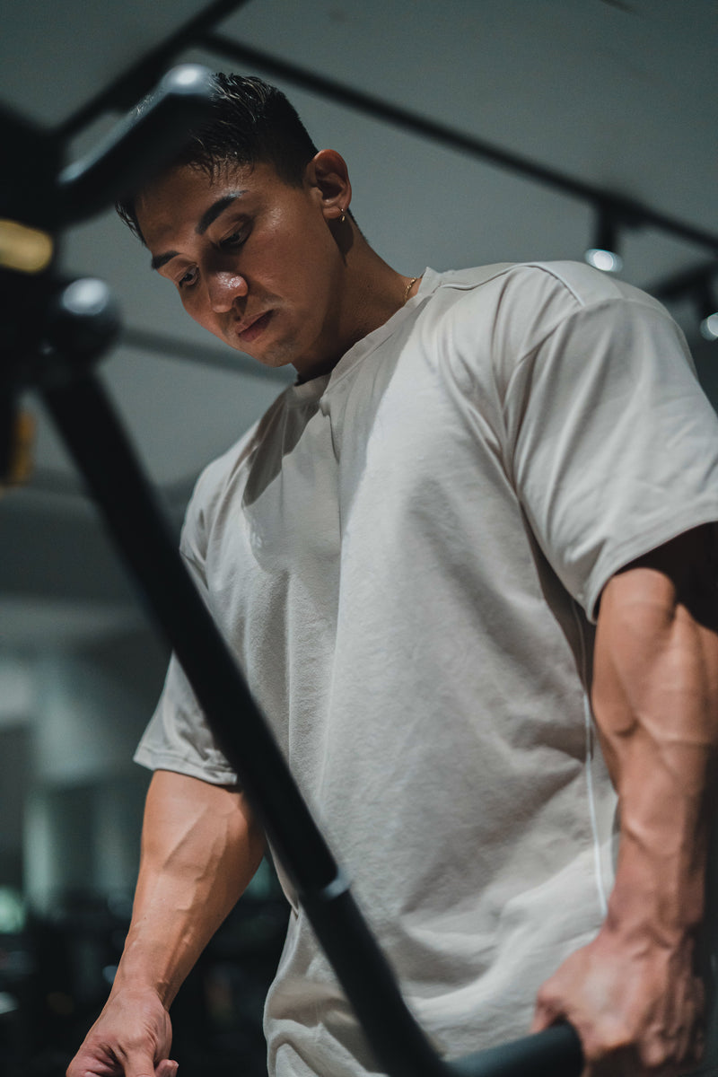 XENO PIPING OVER SIZED T-SHIRT BEIGE
