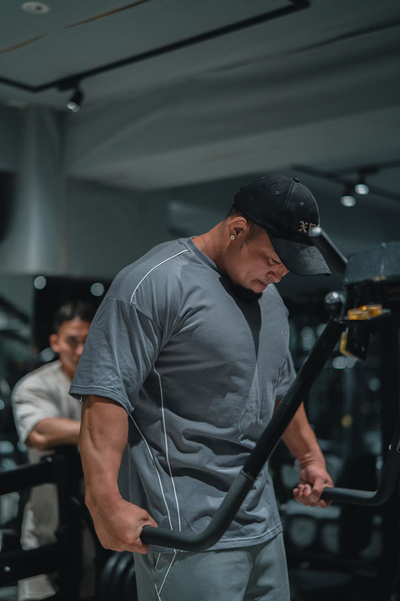 XENO PIPING OVER SIZED T-SHIRT GRAY