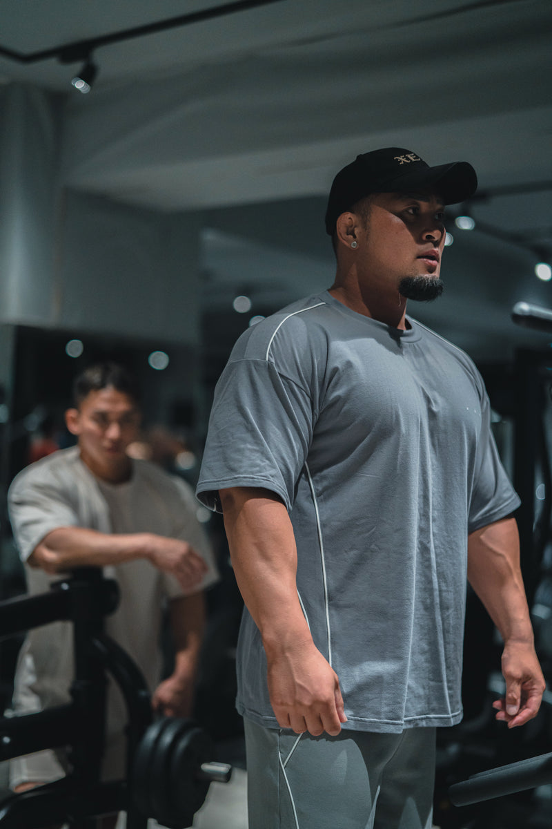 XENO PIPING OVER SIZED T-SHIRT GRAY