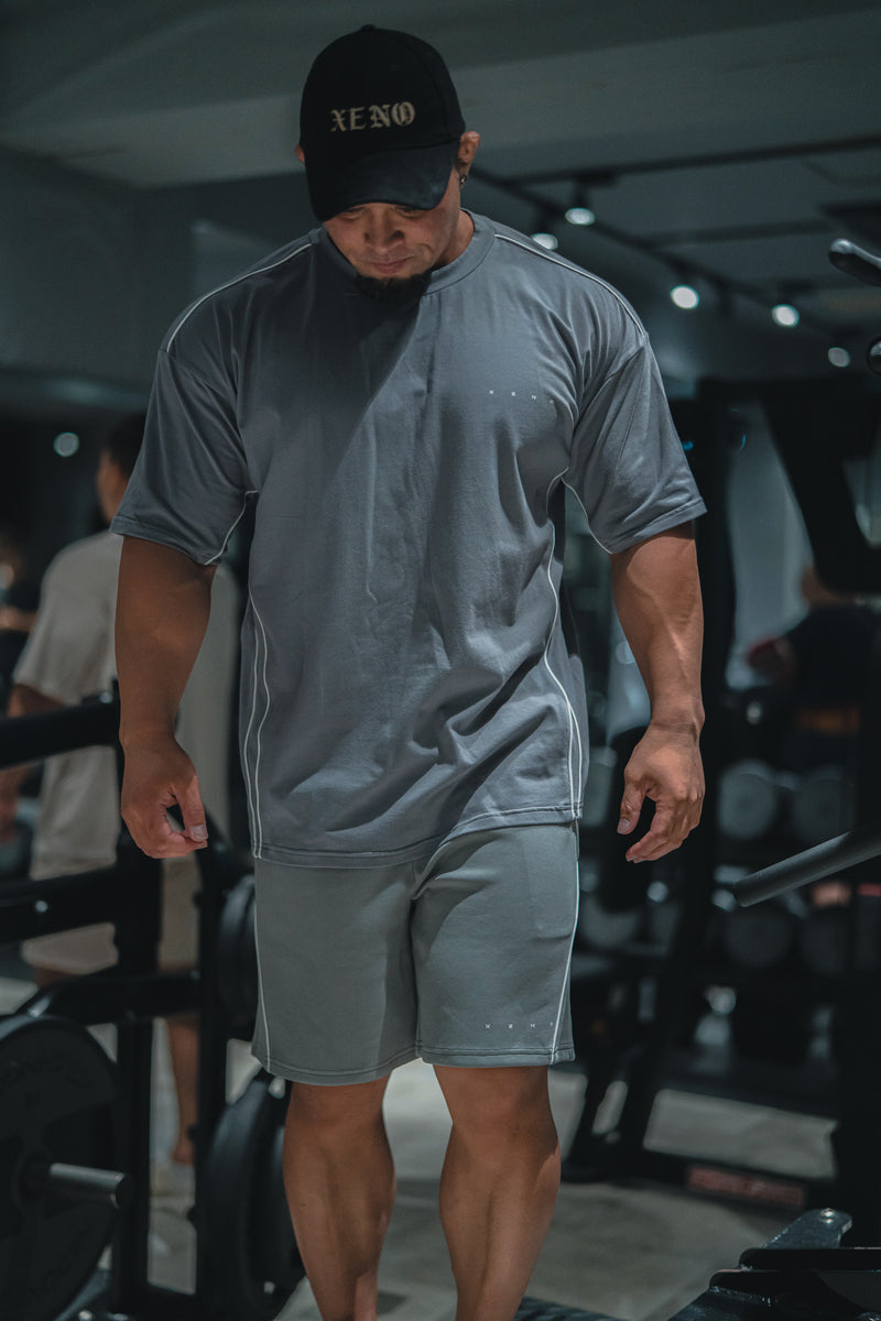 XENO PIPING DOUBLE KNIT SHORTS GRAY
