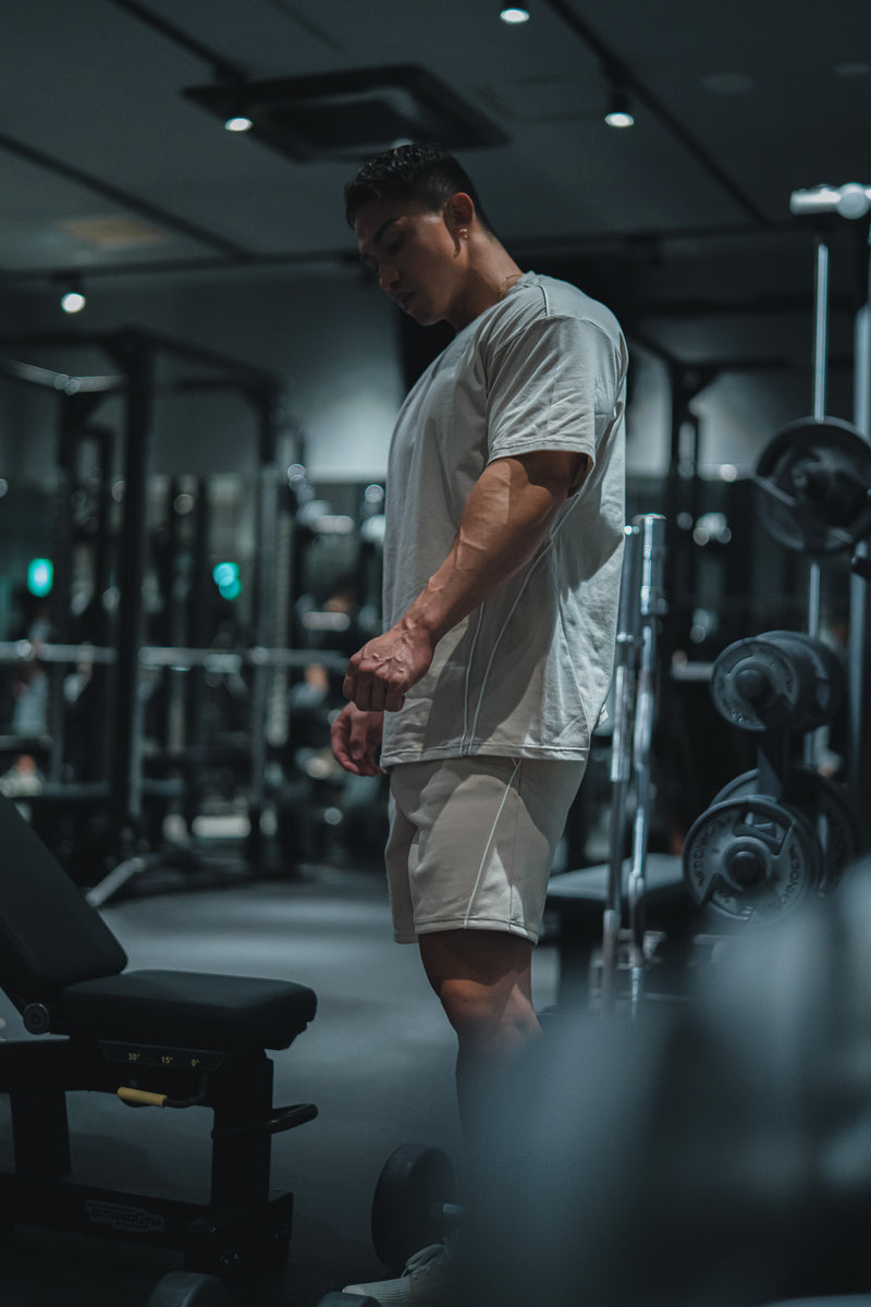 XENO PIPING OVER SIZED T-SHIRT BEIGE
