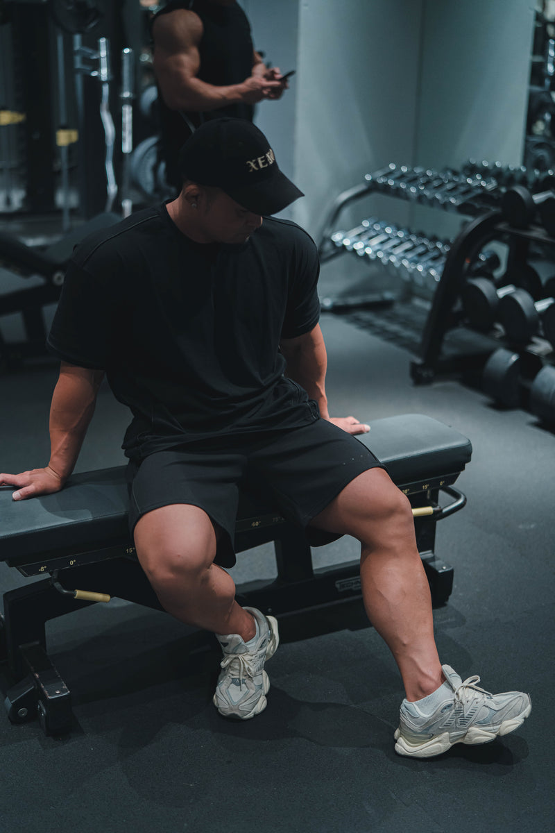 XENO PIPING DOUBLE KNIT SHORTS BLACK x BLACK