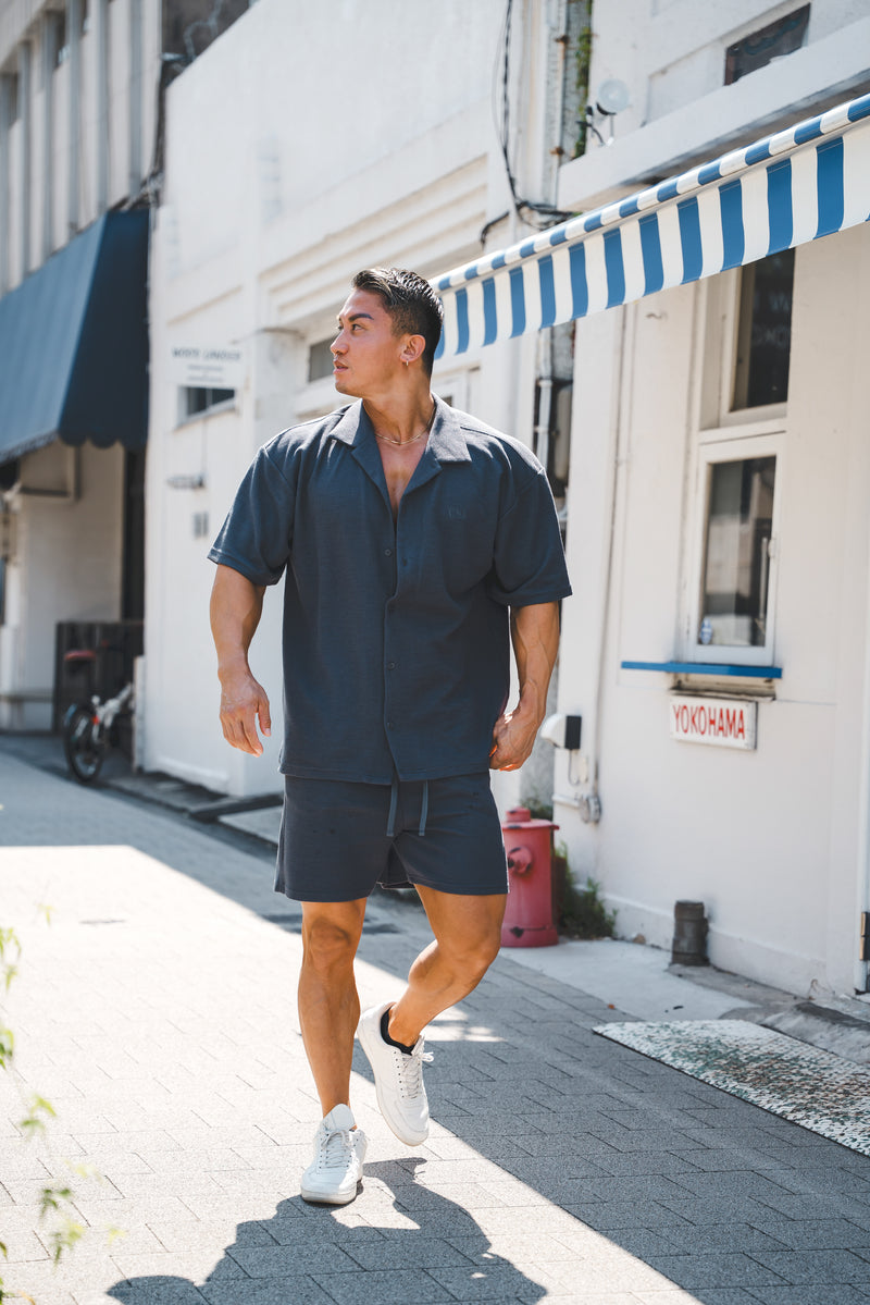 XENO WAFFLE RELAXED SHIRTS BLUE GRAY