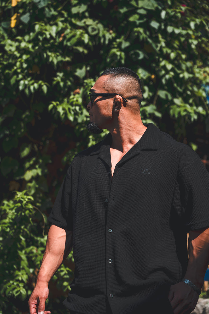 XENO WAFFLE RELAXED SHIRTS BLACK