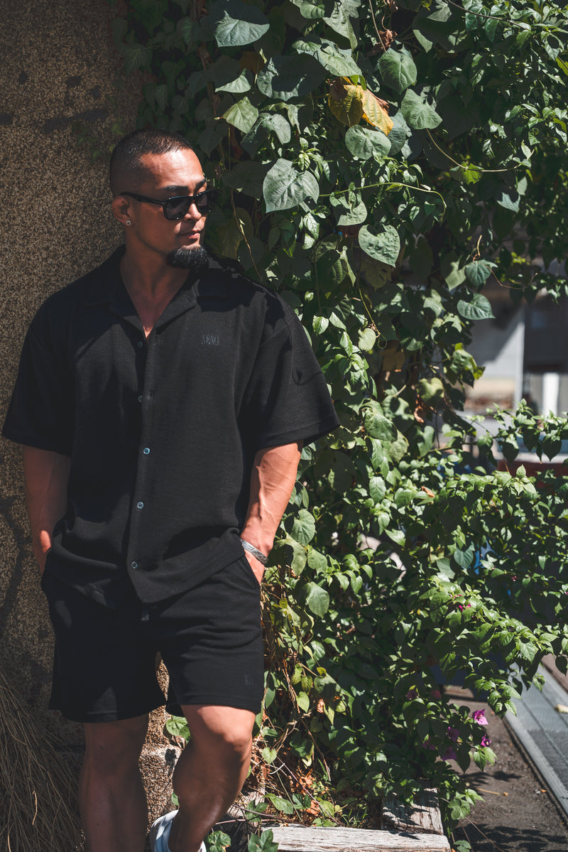 XENO WAFFLE RELAXED SHIRTS BLACK