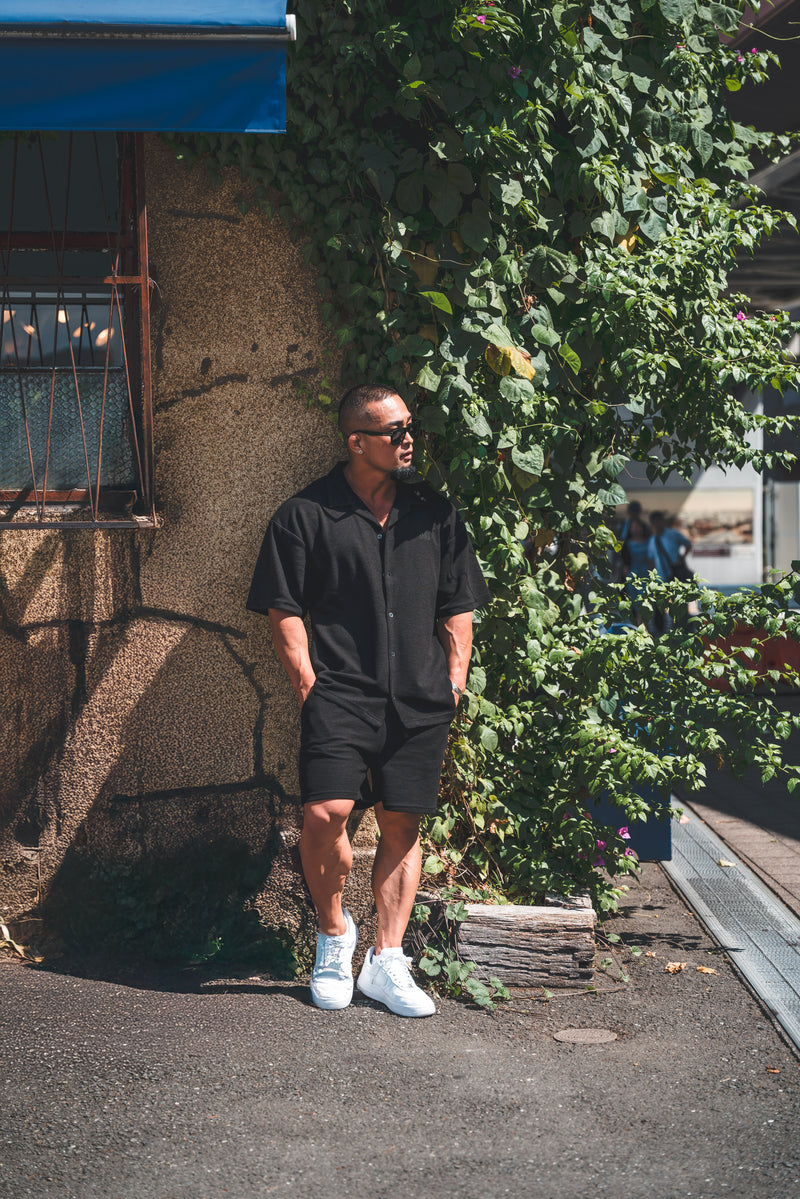 XENO WAFFLE RELAXED SHIRTS BLACK