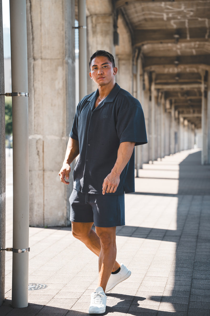 XENO WAFFLE RELAXED SHIRTS BLUE GRAY