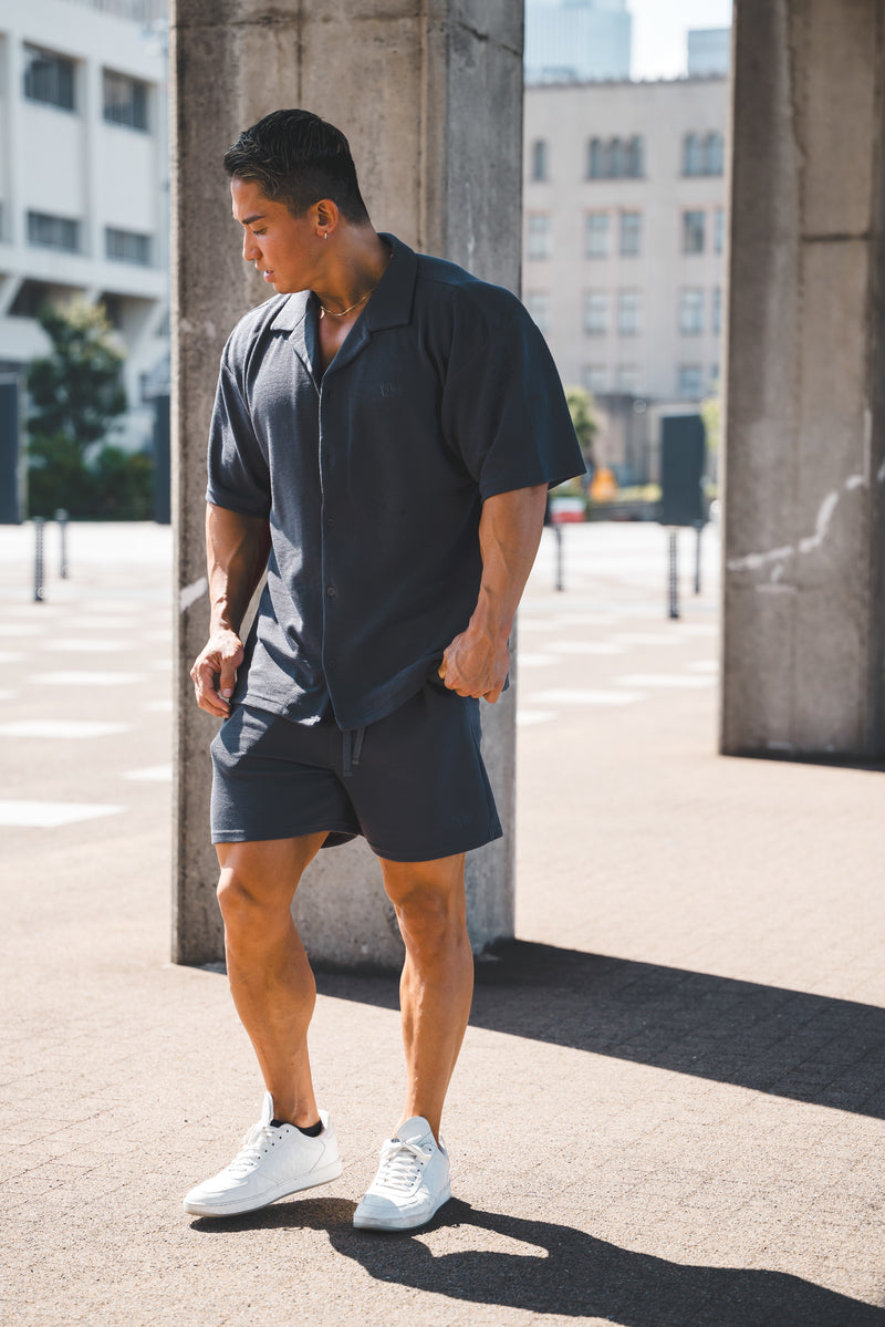XENO WAFFLE RELAXED SHORTS BLUE GRAY