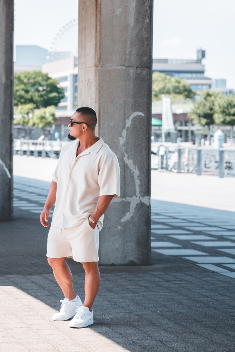 XENO WAFFLE RELAXED SHIRTS WHITE BEIGE