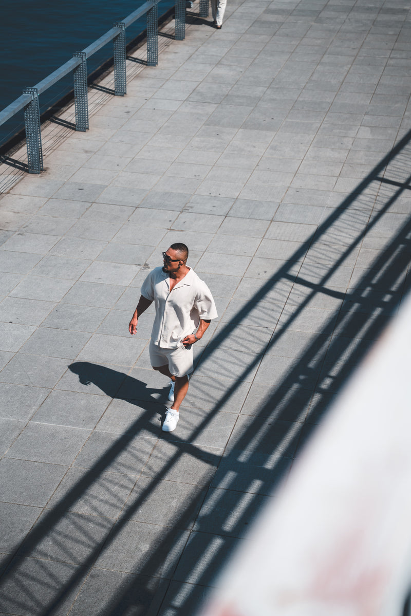 XENO WAFFLE RELAXED SHIRTS WHITE BEIGE