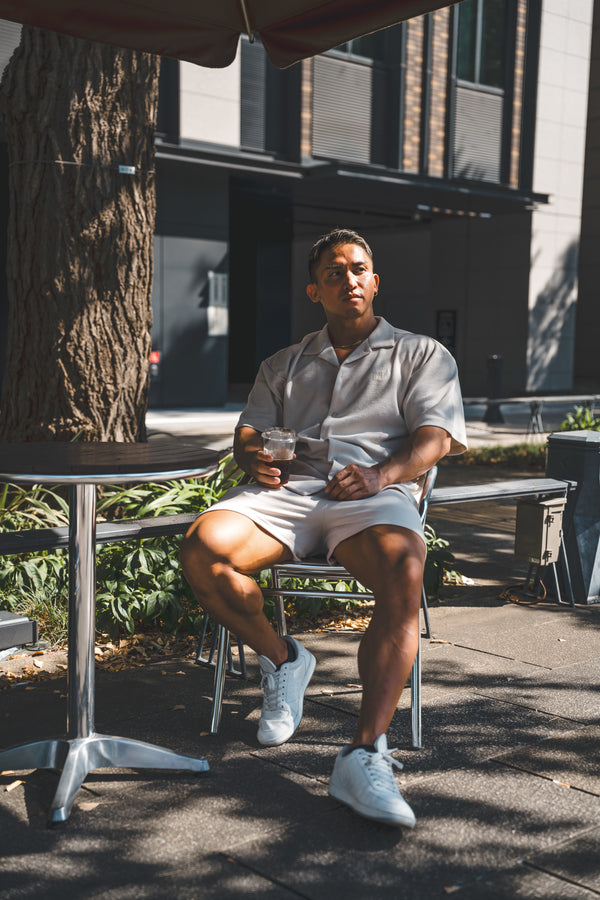 XENO WAFFLE RELAXED SHIRTS WHITE BEIGE