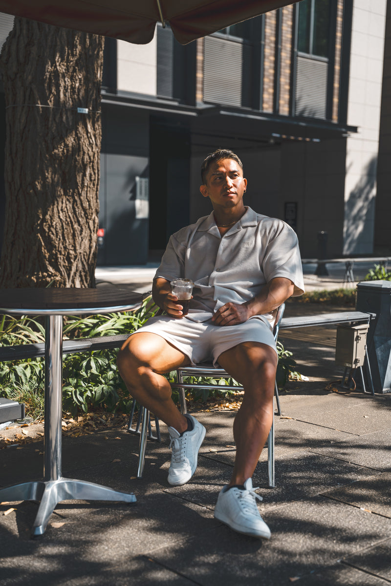 XENO WAFFLE RELAXED SHIRTS WHITE BEIGE