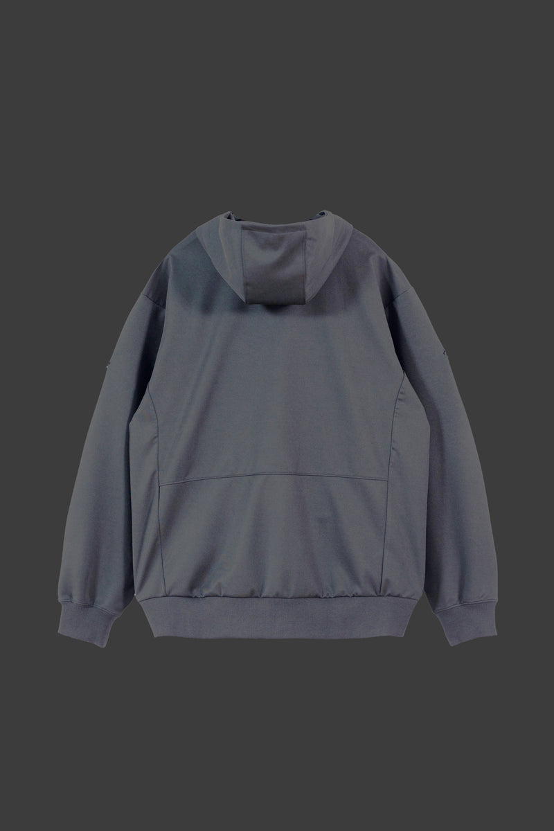 XENO DOUBLE KNIT ZIP UP HOODIE CHARCOAL