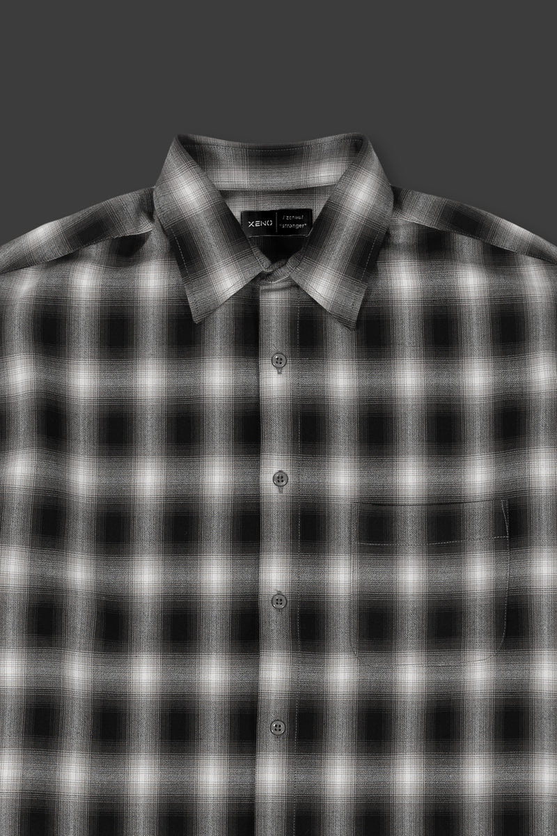 XENO OVERSIZED OMBRE CHECK SHIRTS BLACK