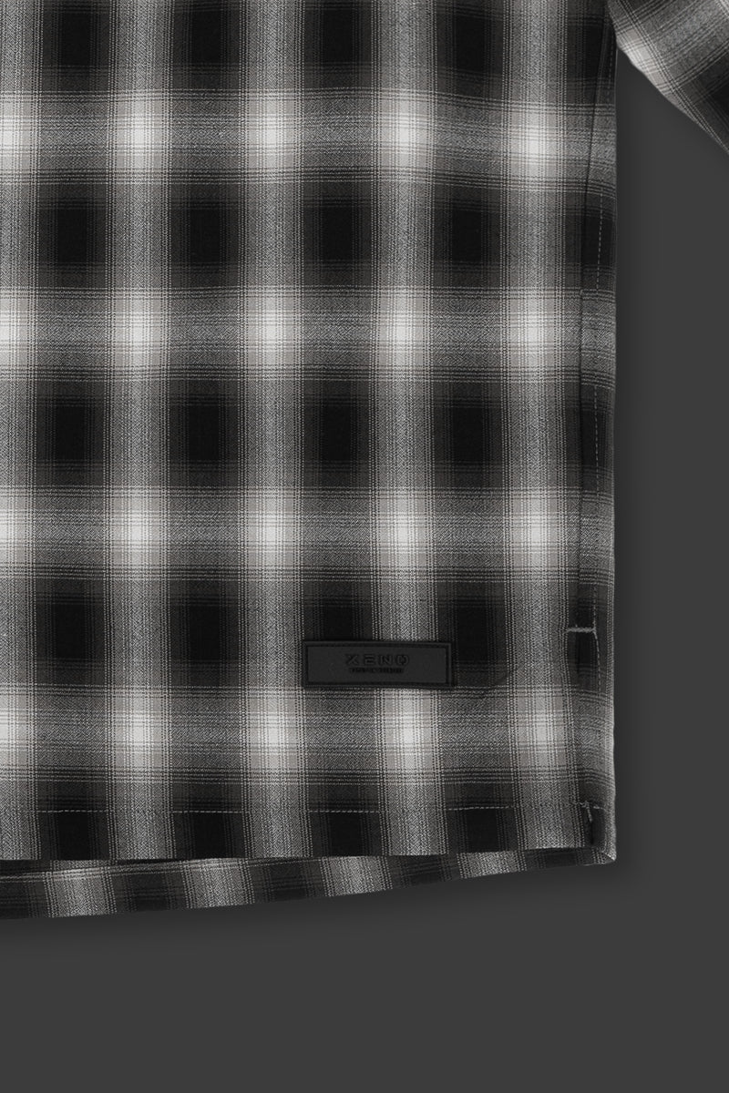 XENO OVERSIZED OMBRE CHECK SHIRTS BLACK