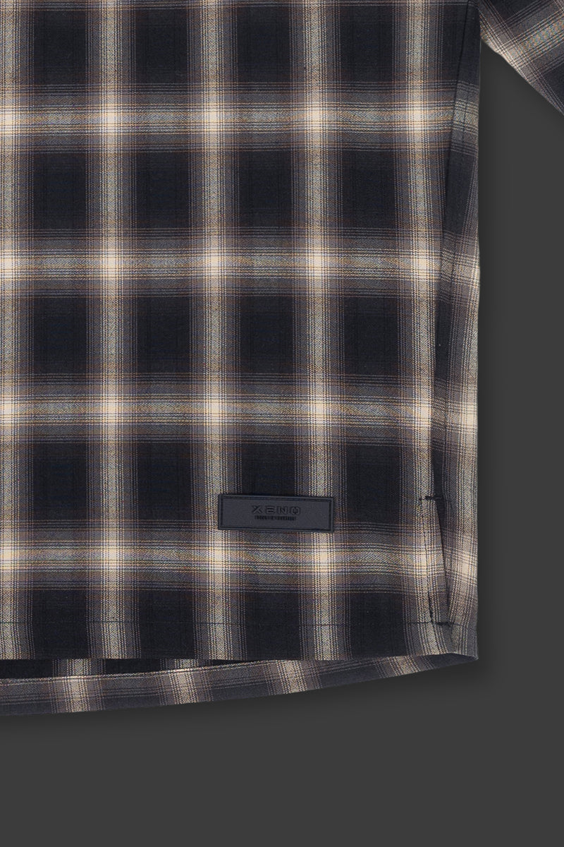 XENO OVERSIZED OMBRE CHECK SHIRTS BROWN