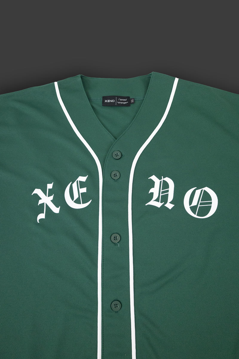 XENO BLACK LETTER BASEBALL SHIRT GREEN