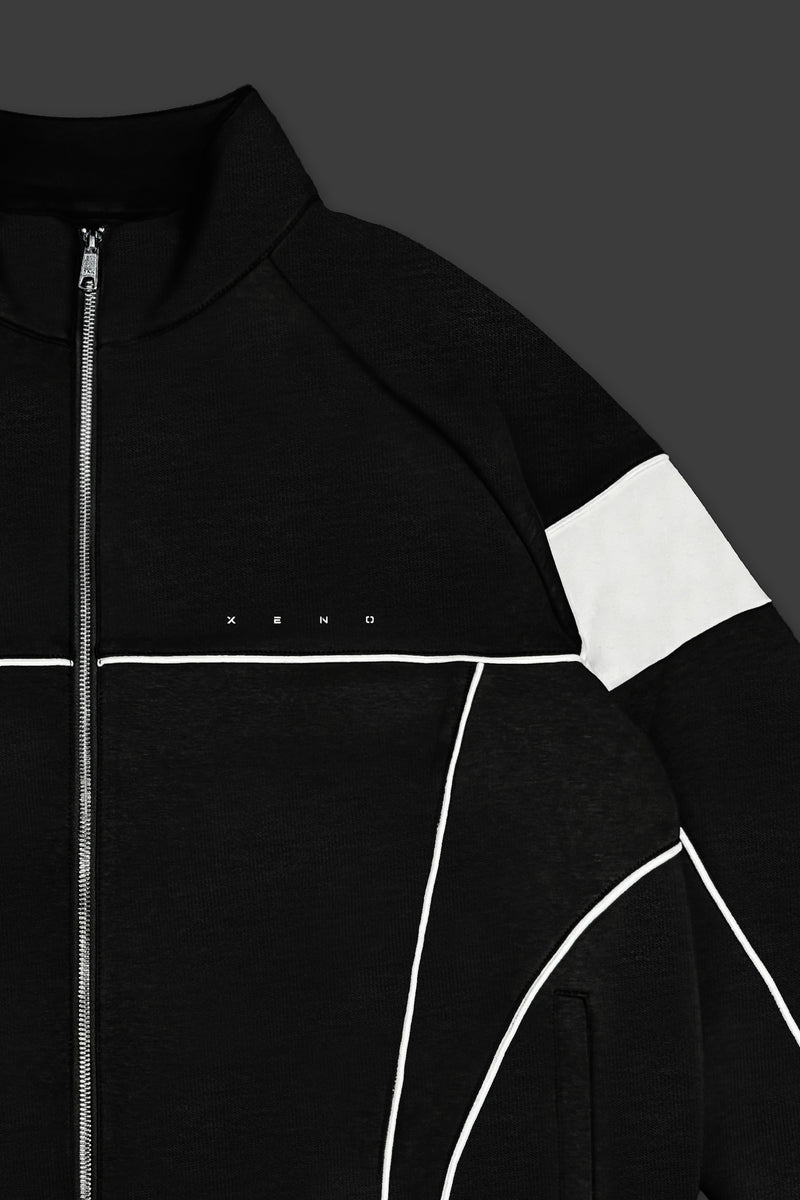 XENO PIPING DOUBLE KNIT JACKET BLACK x WHITE