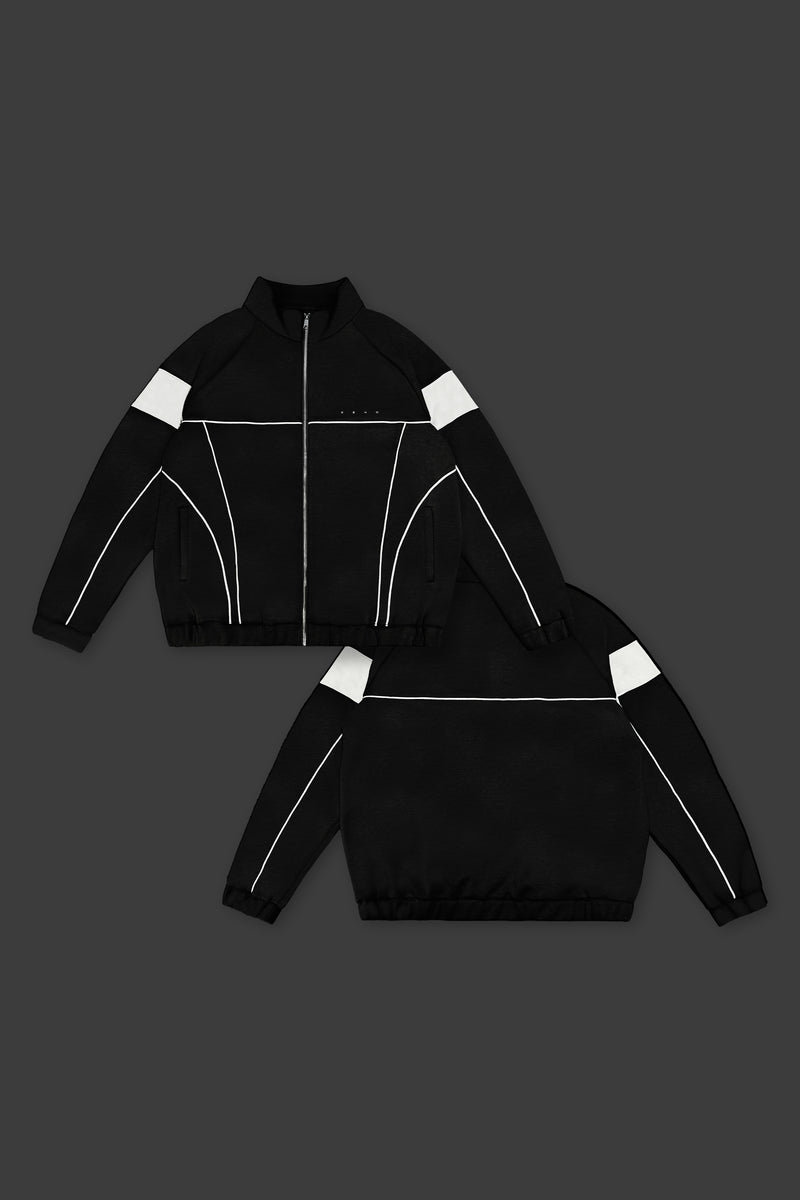 XENO PIPING DOUBLE KNIT JACKET BLACK x WHITE