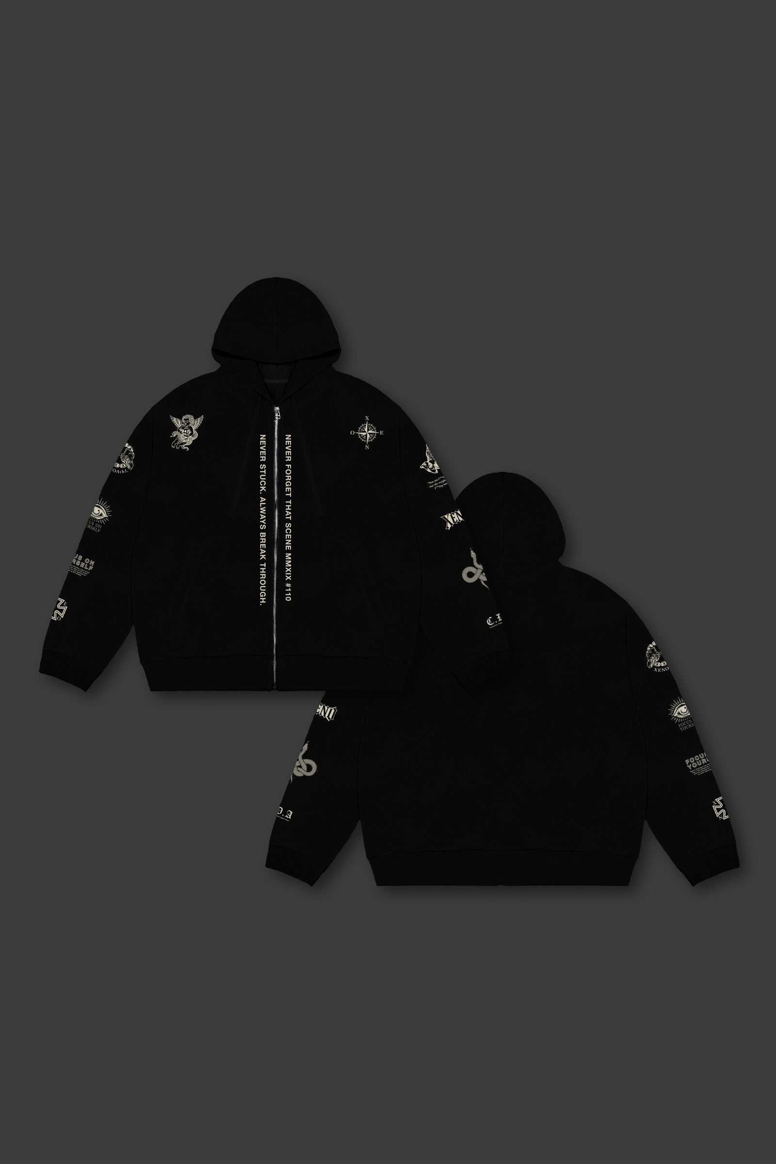 XENO “NFTS” ZIP HOODIE BLACK