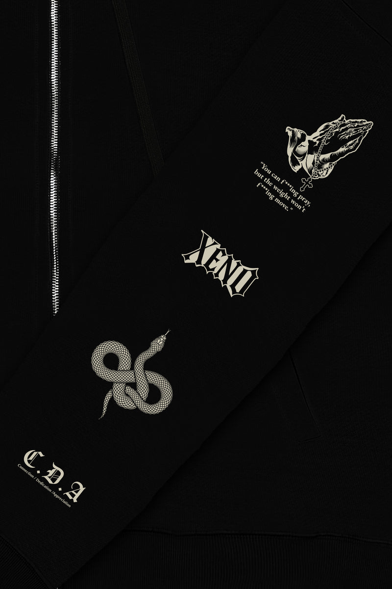 XENO “NFTS” ZIP HOODIE BLACK