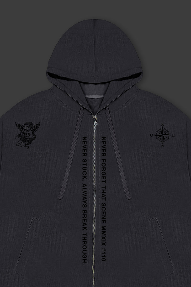 XENO “NFTS” ZIP HOODIE CHARCOAL