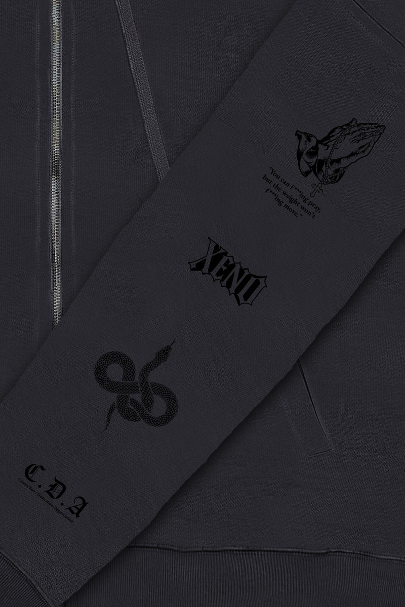 XENO “NFTS” ZIP HOODIE CHARCOAL