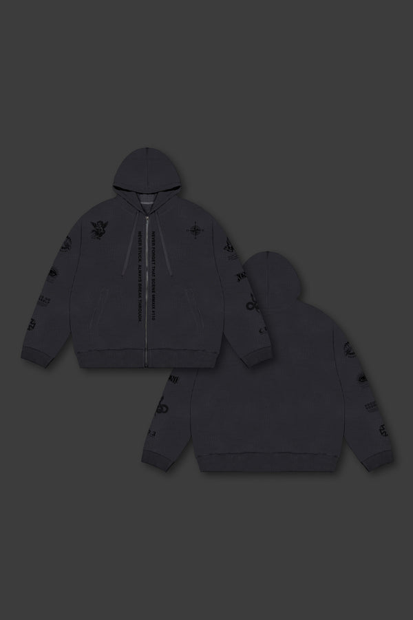 XENO “NFTS” ZIP HOODIE CHARCOAL
