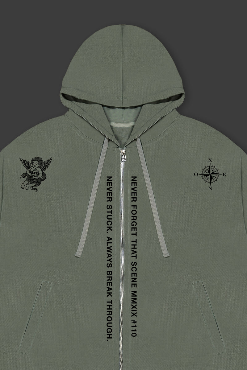 XENO “NFTS” ZIP HOODIE GREEN GRAY