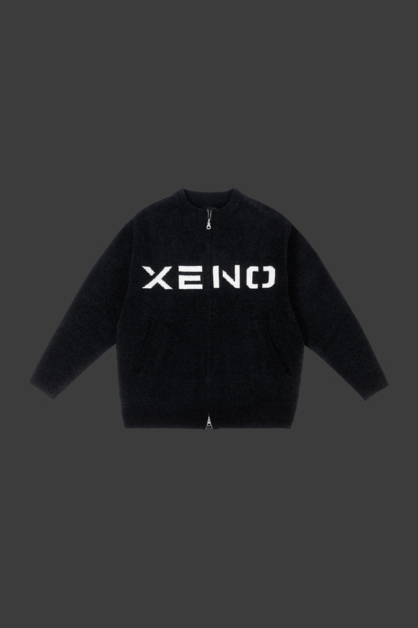 XENO JACQUARD KNIT TOP BLACK