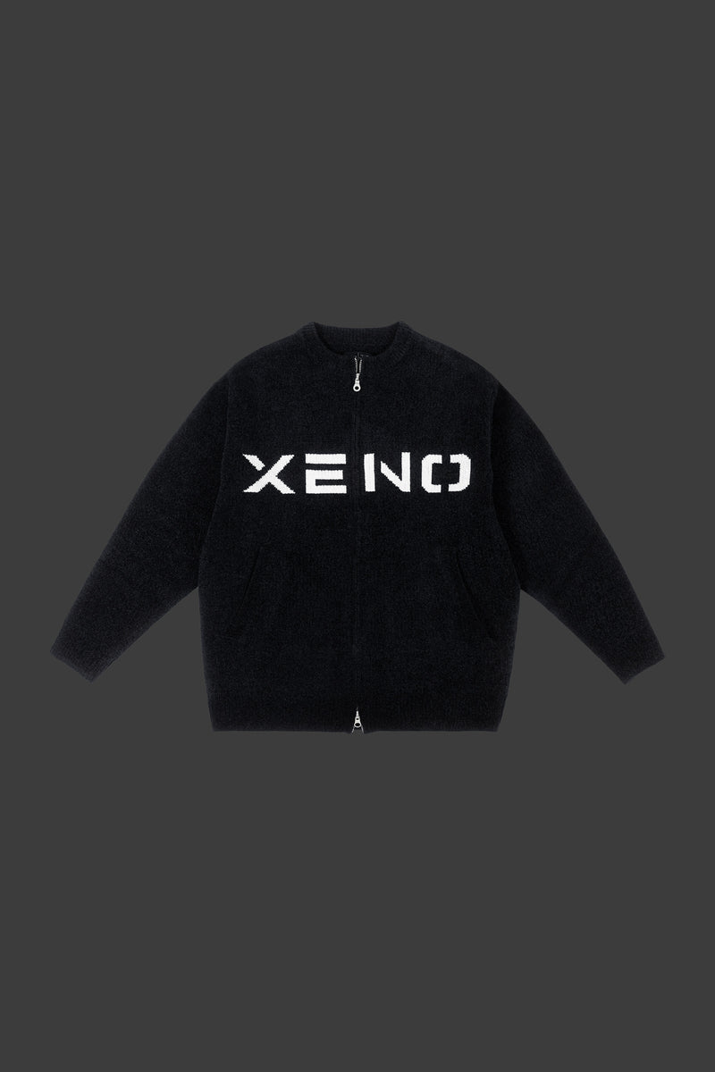 XENO JACQUARD KNIT TOP BLACK