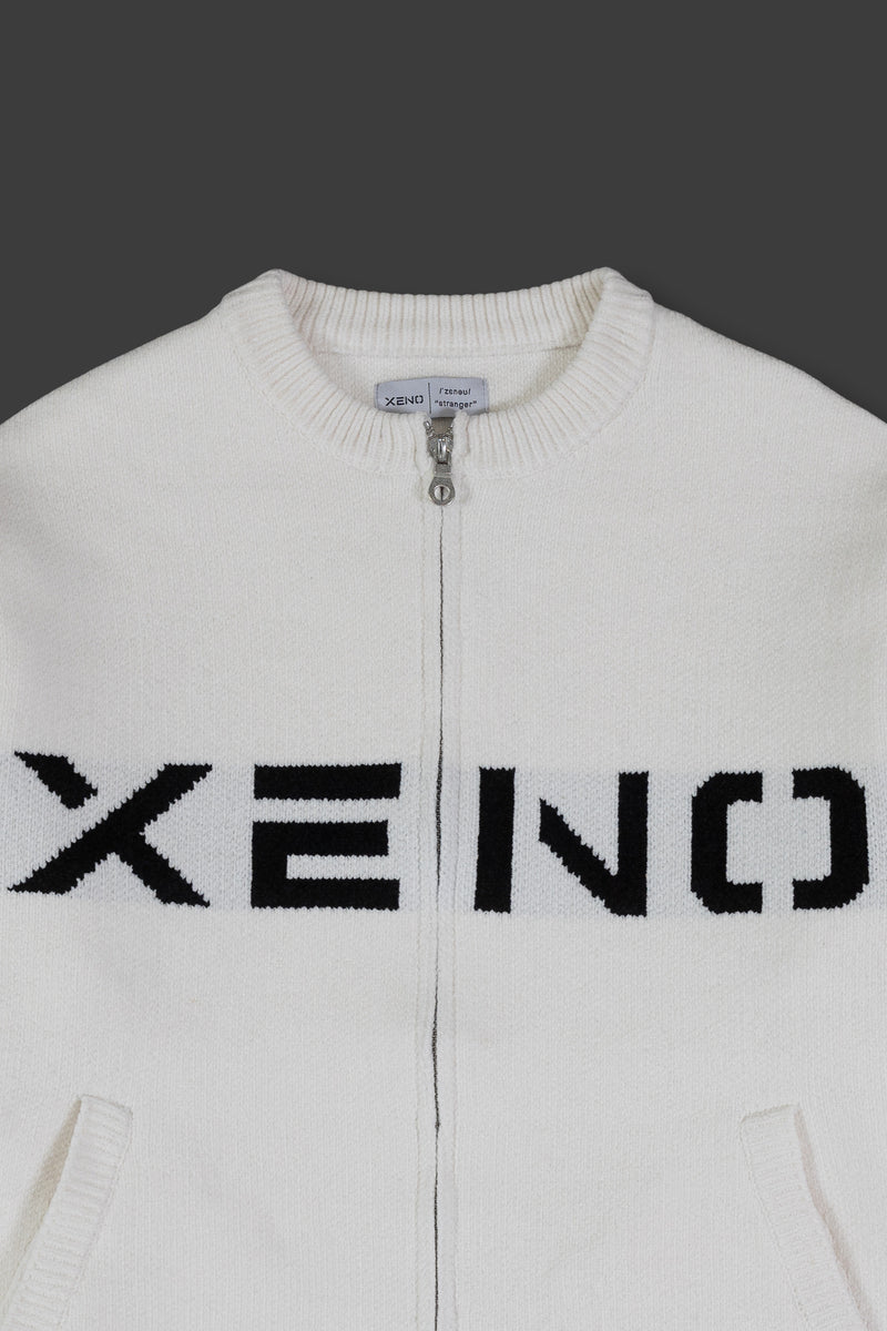 XENO JACQUARD KNIT TOP WHITE