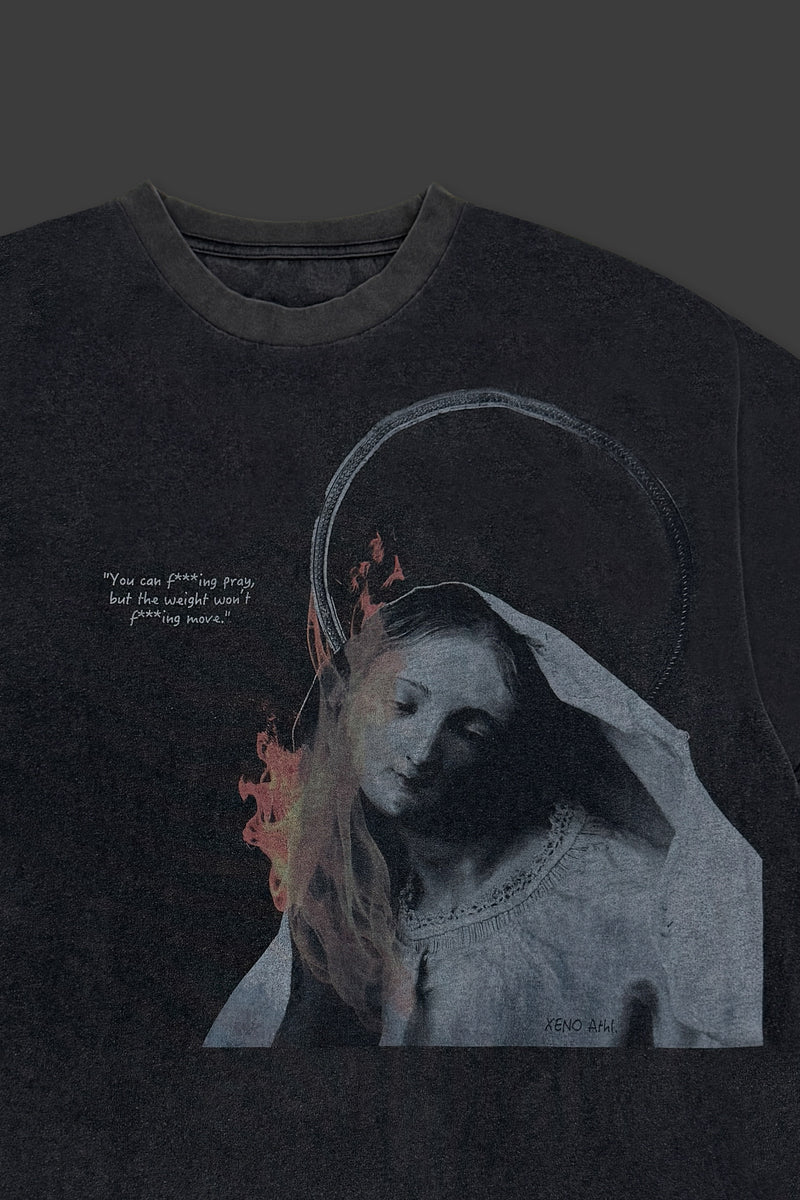 XENO “MARY BURN” OVERSIZED TEE BLEACH BLACK