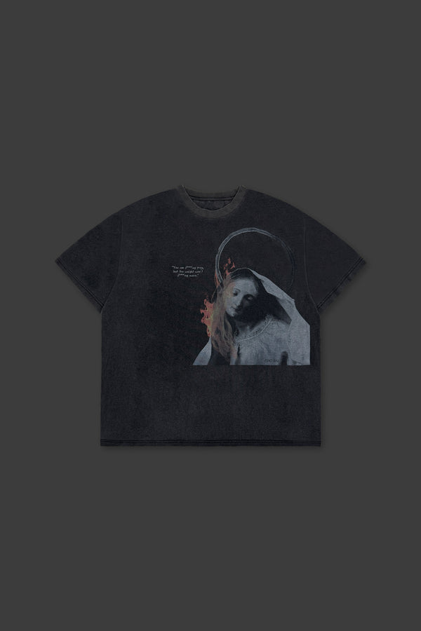 XENO “MARY BURN” OVERSIZED TEE BLEACH BLACK
