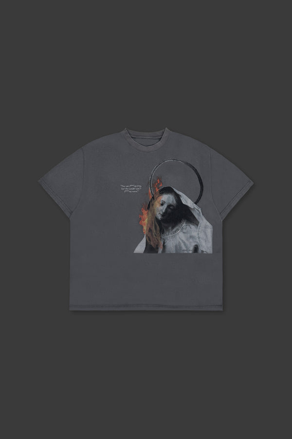 XENO “MARY BURN” OVERSIZED TEE BLEACH BLUE GRAY