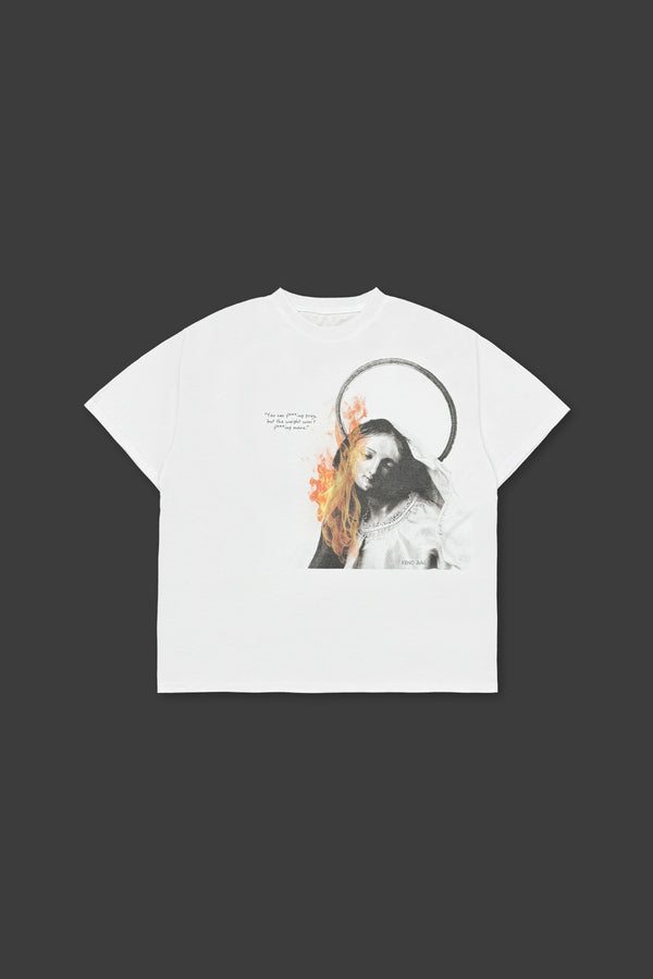 XENO “MARY BURN” OVERSIZED TEE BLEACH WHITE