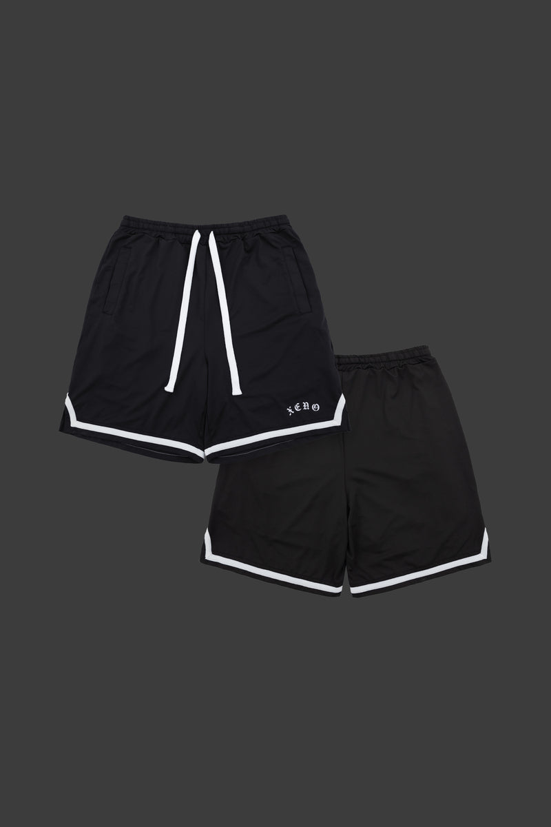 XENO BLACK LETTER MESH SHORTS BLACK