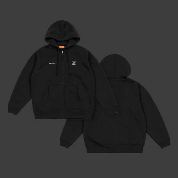 XENO MONOGRAM EMBROIDERY SWEAT HOODIE BLACK