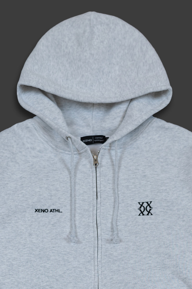 XENO MONOGRAM EMBROIDERY SWEAT HOODIE GRAY