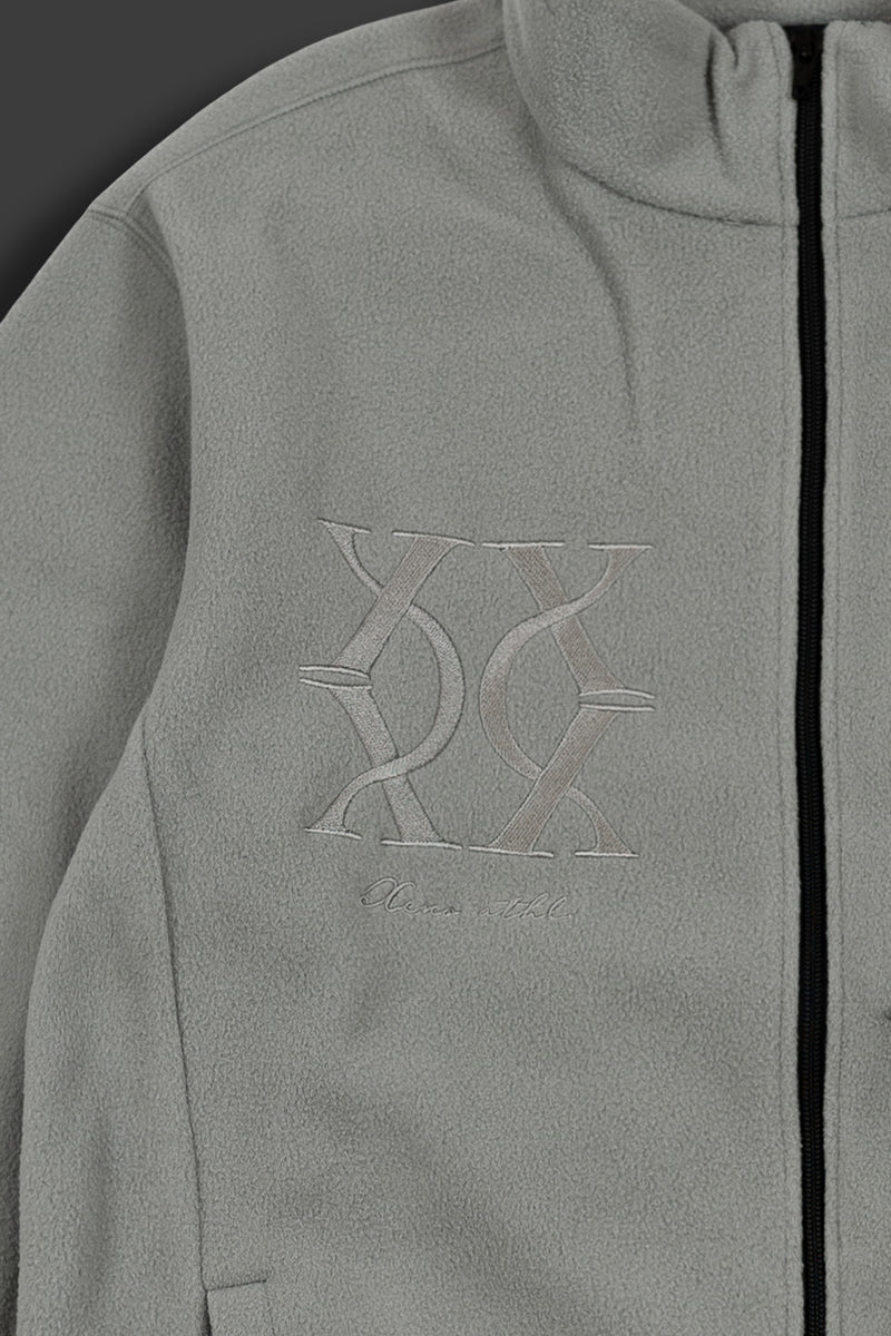 XENO MONOGRAM EMBROIDERY FLEECE JACKET GRAY