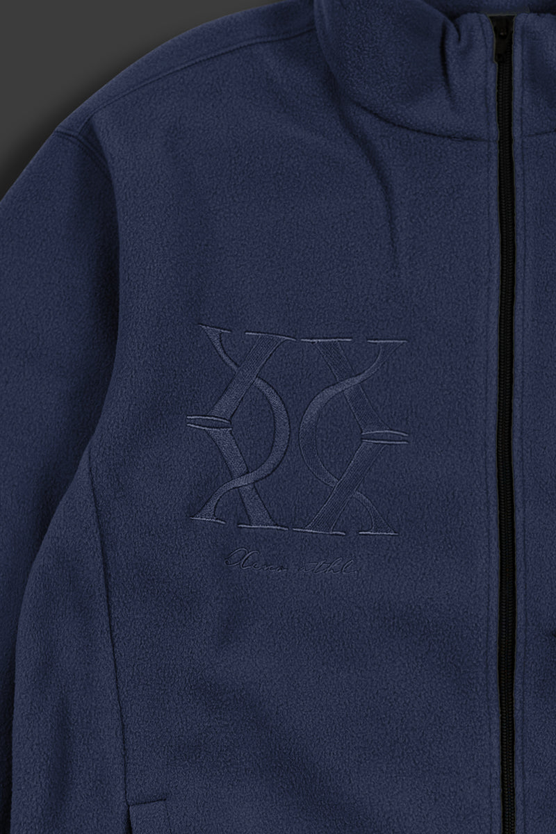 XENO MONOGRAM EMBROIDERY FLEECE JACKET NAVY