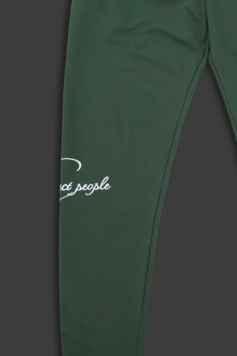 XENO BLACK LETTER SWEAT PANTS DARK GREEN