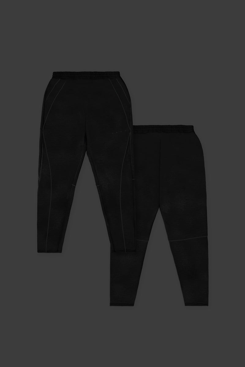 XENO PIPING DOUBLE KNIT PANTS BLACK x BLACK