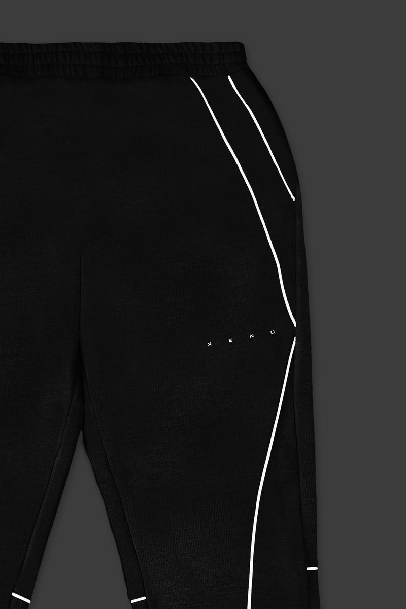 XENO PIPING DOUBLE KNIT PANTS BLACK x WHITE
