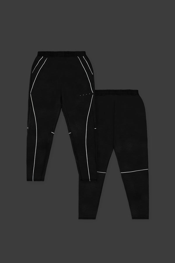 XENO PIPING DOUBLE KNIT PANTS BLACK x WHITE