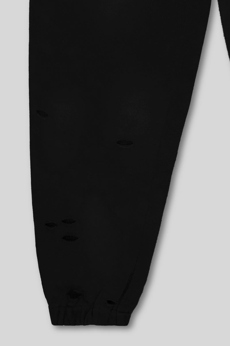 XENO DAMAGE SWEAT PANTS BLACK