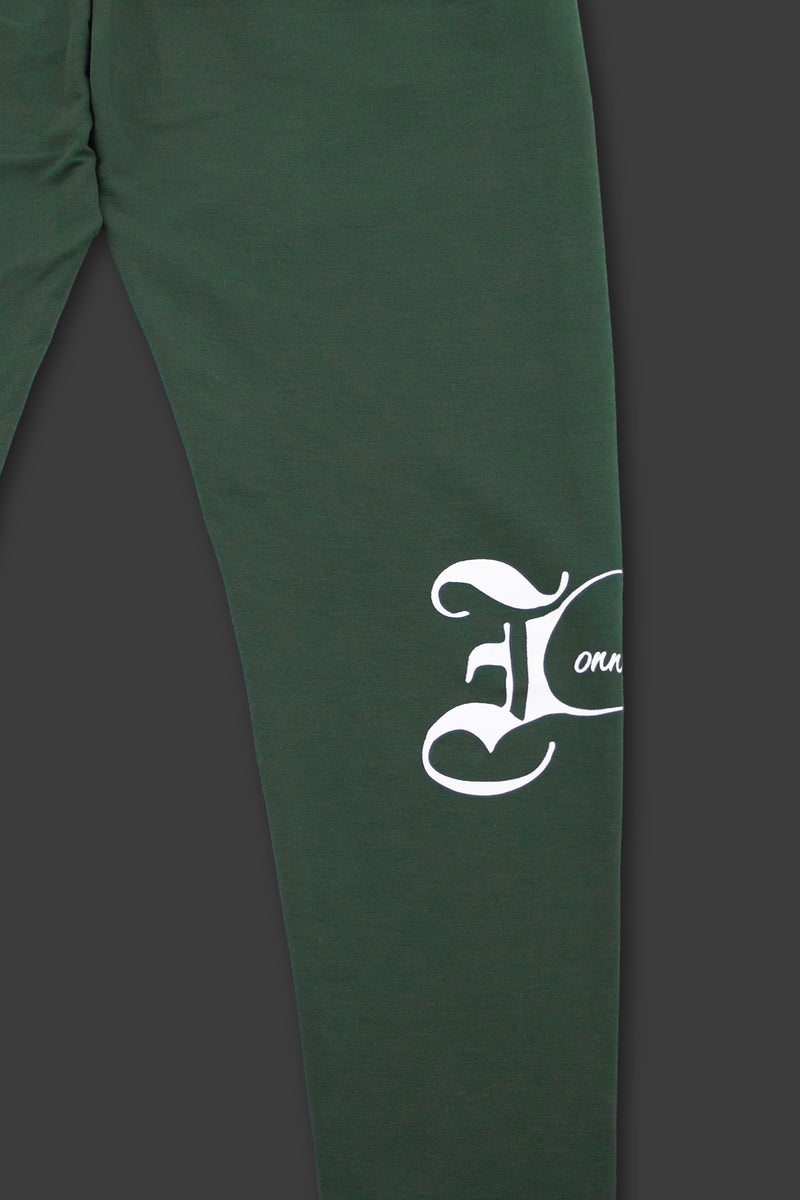 XENO BLACK LETTER SWEAT PANTS DARK GREEN